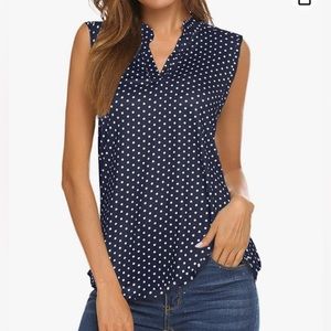 Navy Polka Dot Sleeveless Top